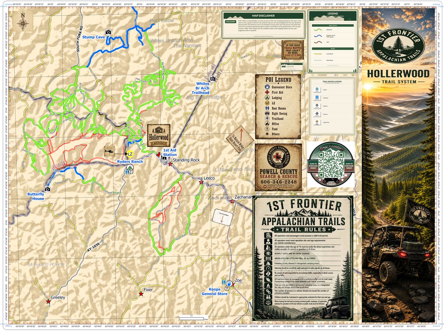 Hollerwood Trail System map